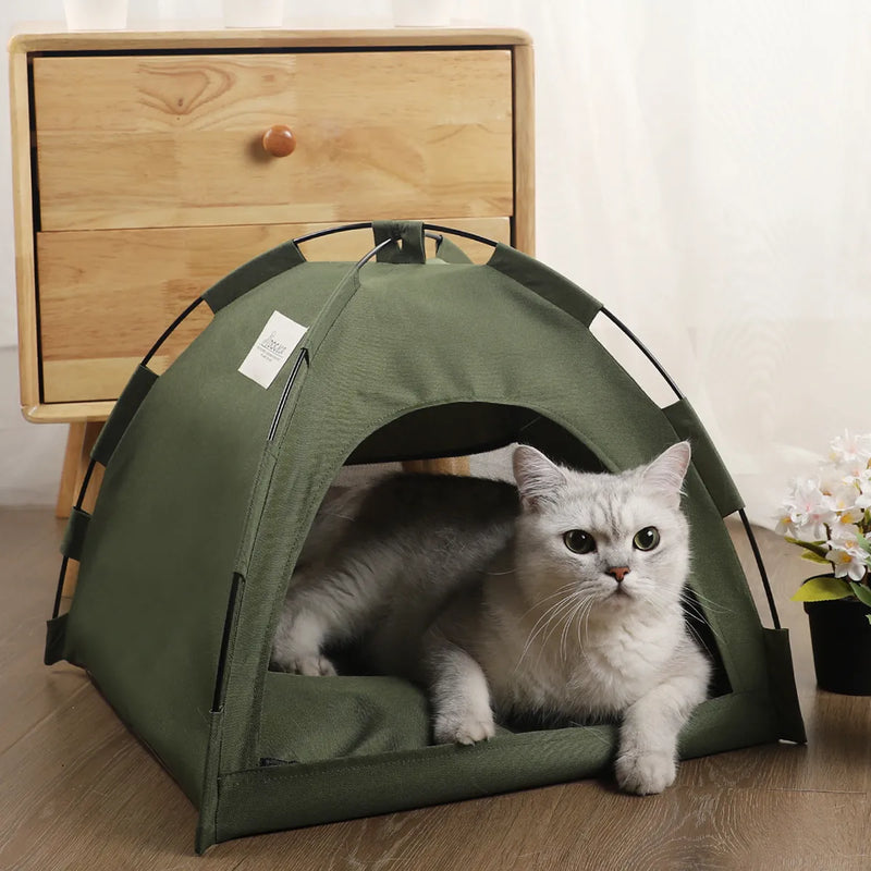 Warm Clamshell Cat House with Cushions