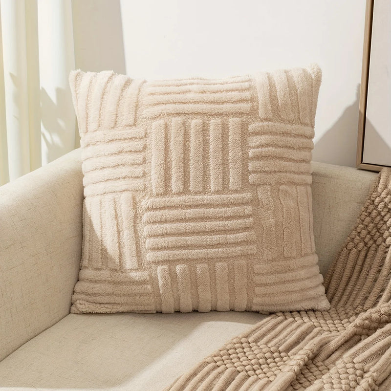 Geometric Plush Cushion Cover