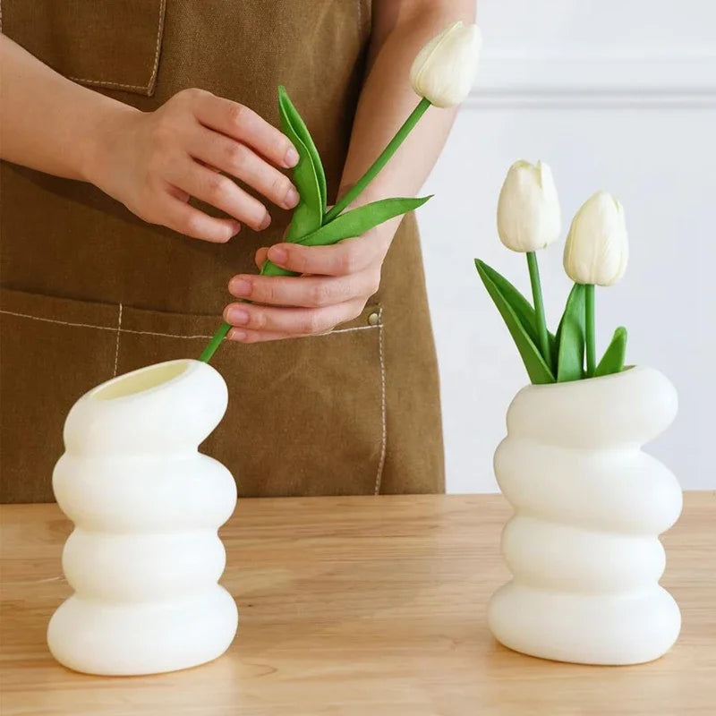 Plastic Spiral White Vase