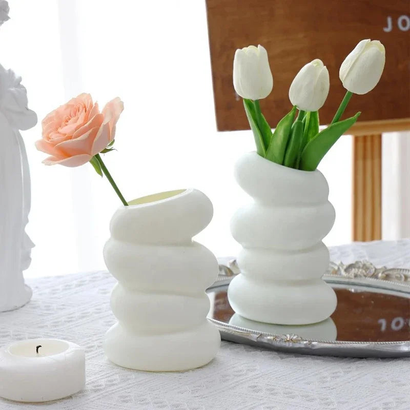 Plastic Spiral White Vase