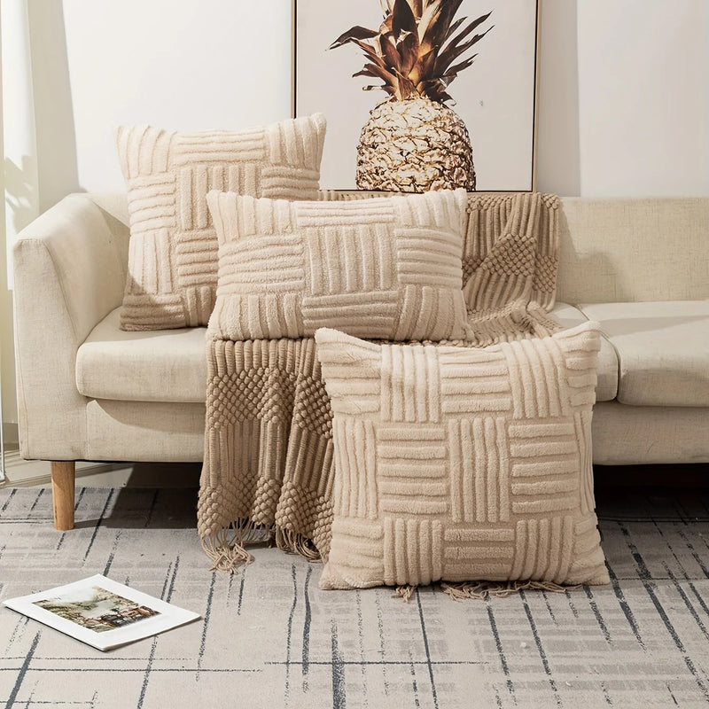 Geometric Plush Cushion Cover